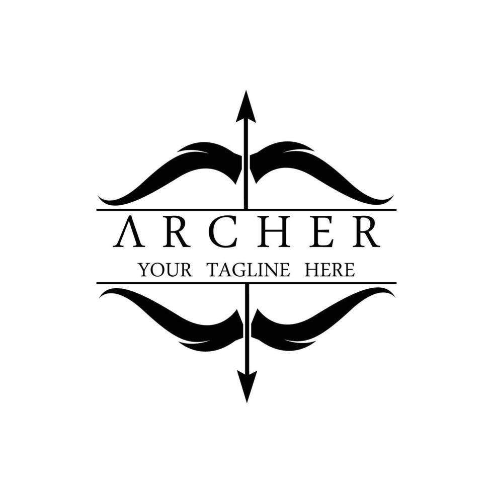 Athena Minerva Silhouette mit königlichem Bogenschützen-Logo-Design vektor