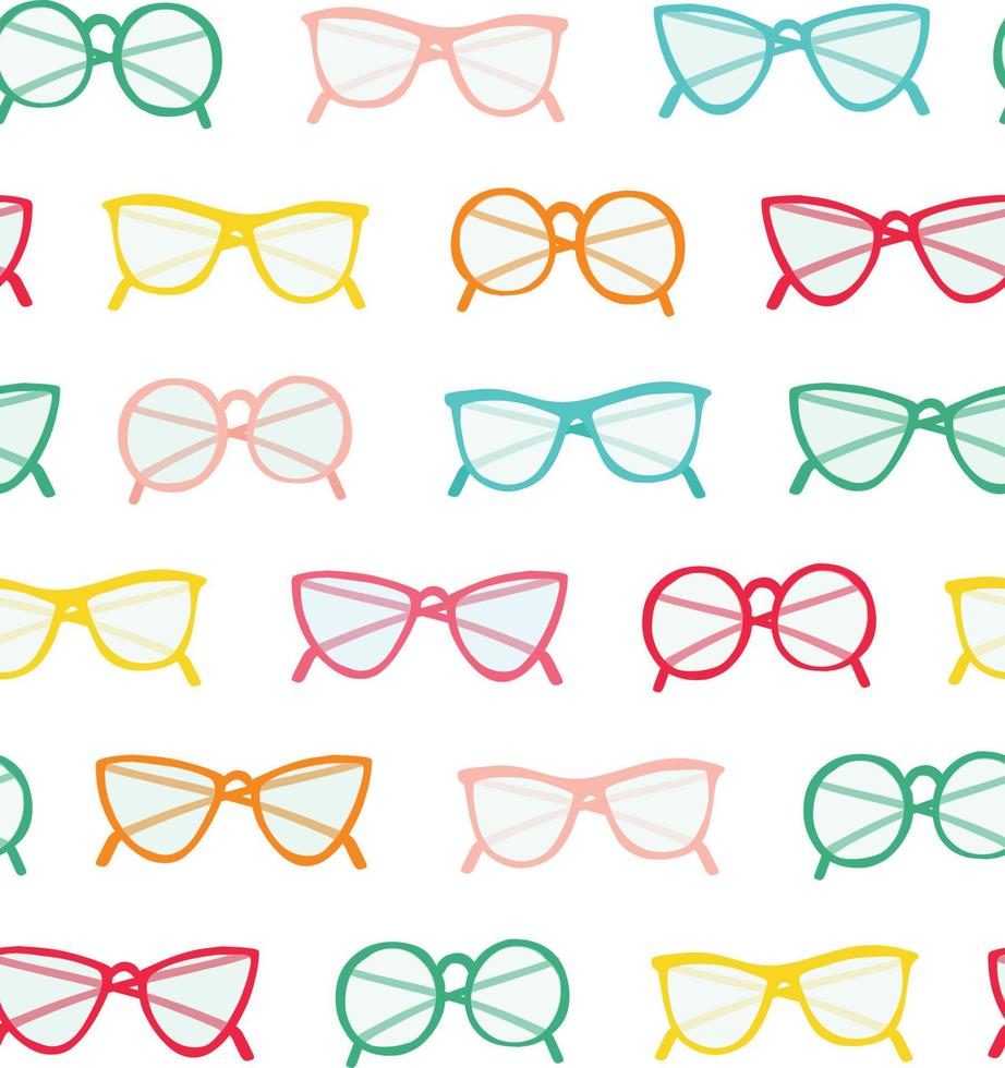 Brillenmuster. süßer sommersonnenbrillenvektor nahtloser hintergrund. handgezeichnete bunte brillen. vektor