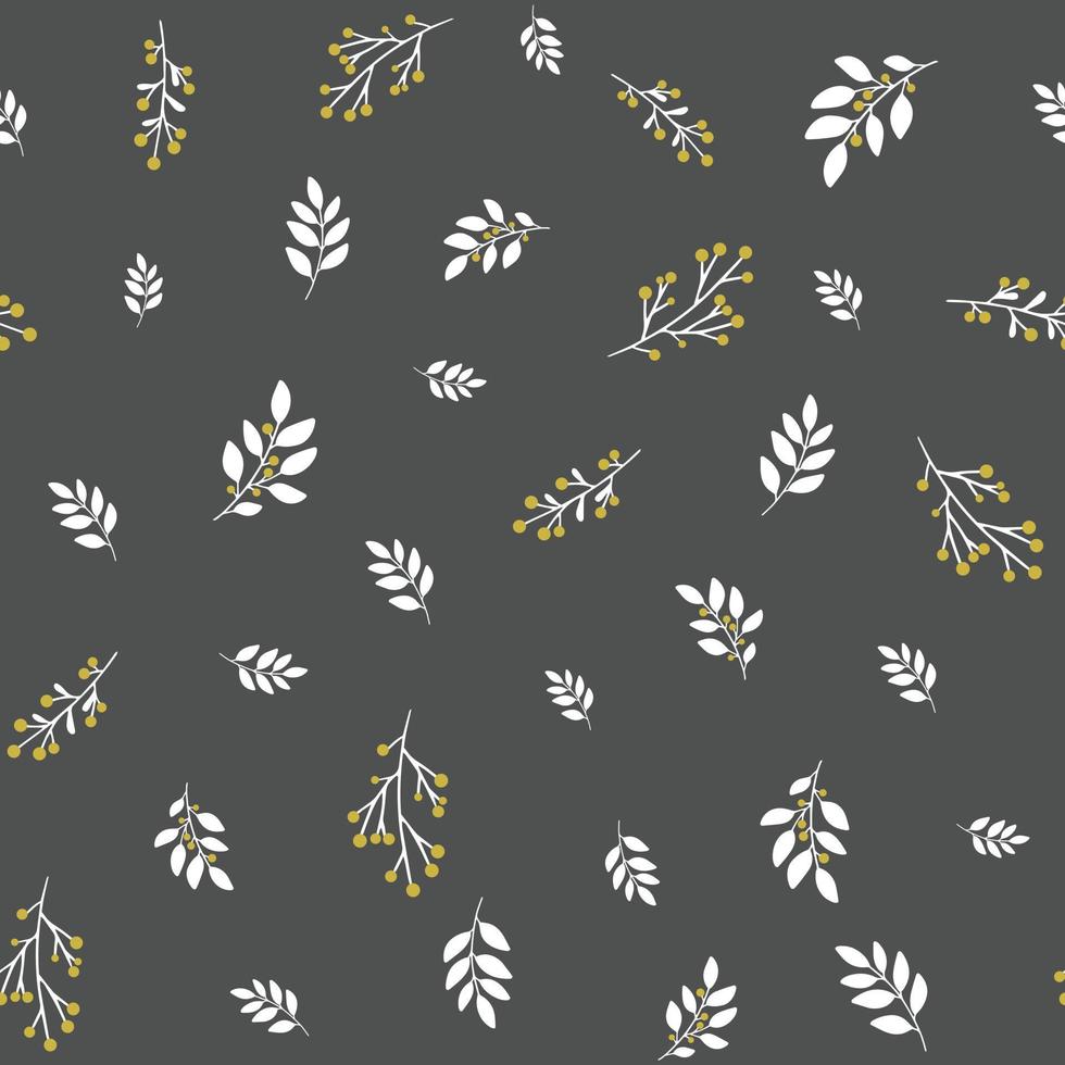handritad vektor vinter blommönster. sömlös bakgrund med vinter grenar och löv. handritade blommiga element. vintage botaniska illustrationer.