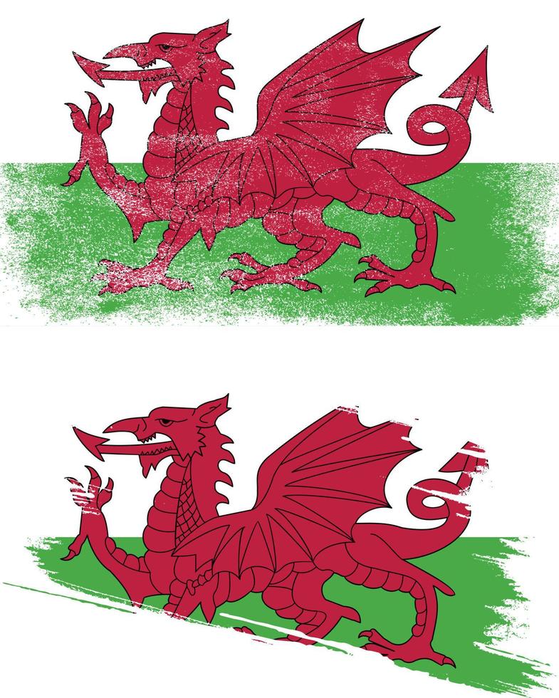 wales flagga i grunge stil vektor