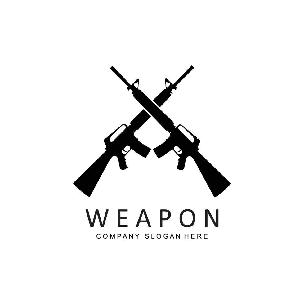 automatisches Waffenlogo-Vektorsymbol. Kampfwaffen. Pistolen, Gewehre. militär- und waffenillustration vektor