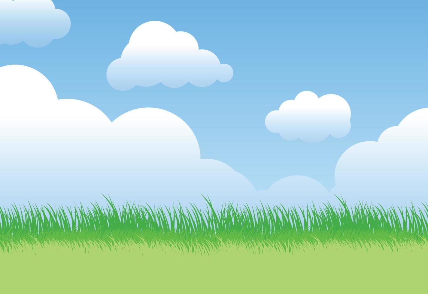 grünes Gras mit blauem Himmelshintergrund vektor