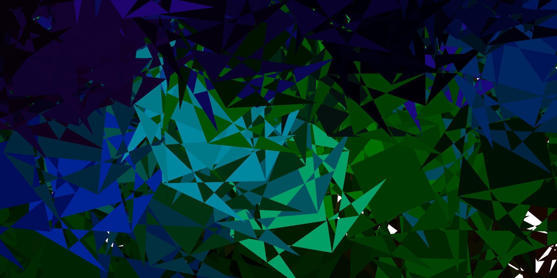 mörkblå, grön vektorbakgrund med trianglar. vektor