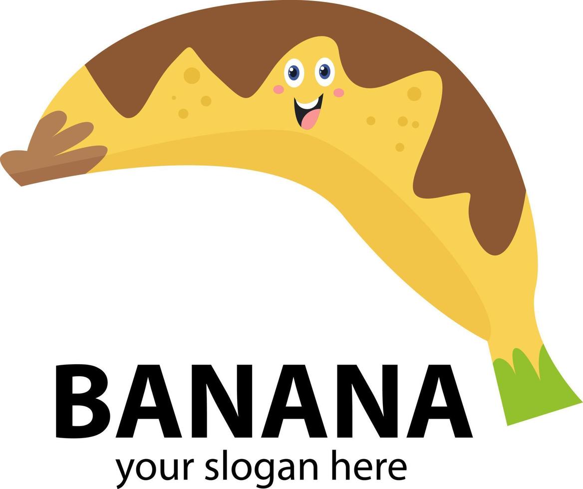 abstrakte Logo-Vorlage mit Bananenschokolade und Streifen vektor