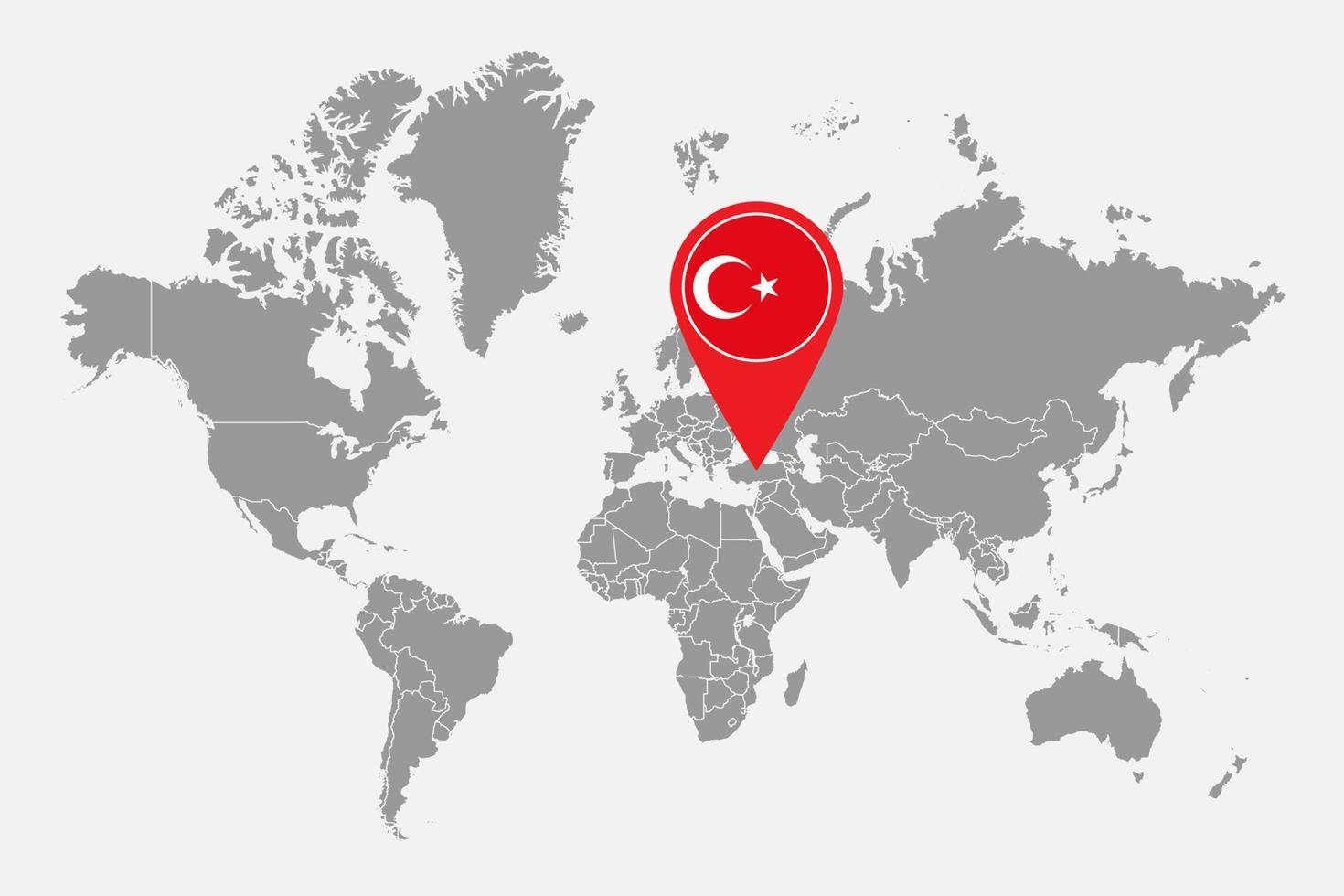 stift karta med Turkiet flagga på världen map.vector illustration. vektor
