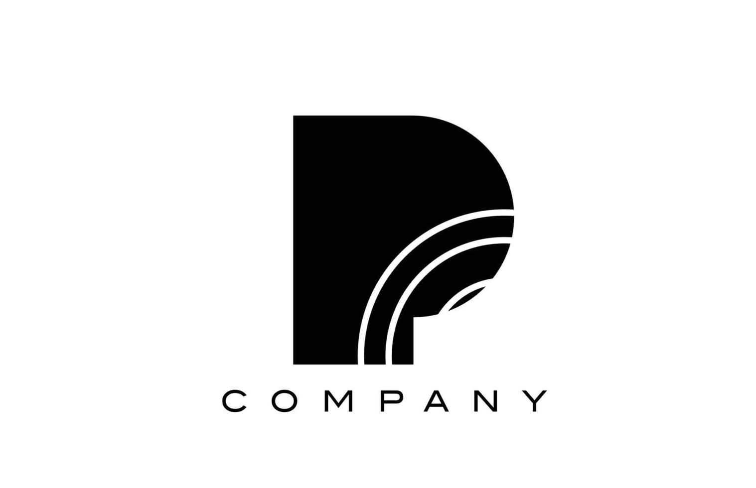 svart och vit geometrisk p alfabetet bokstaven logotyp ikon design. kreativ mall för företag och företag med linjer vektor