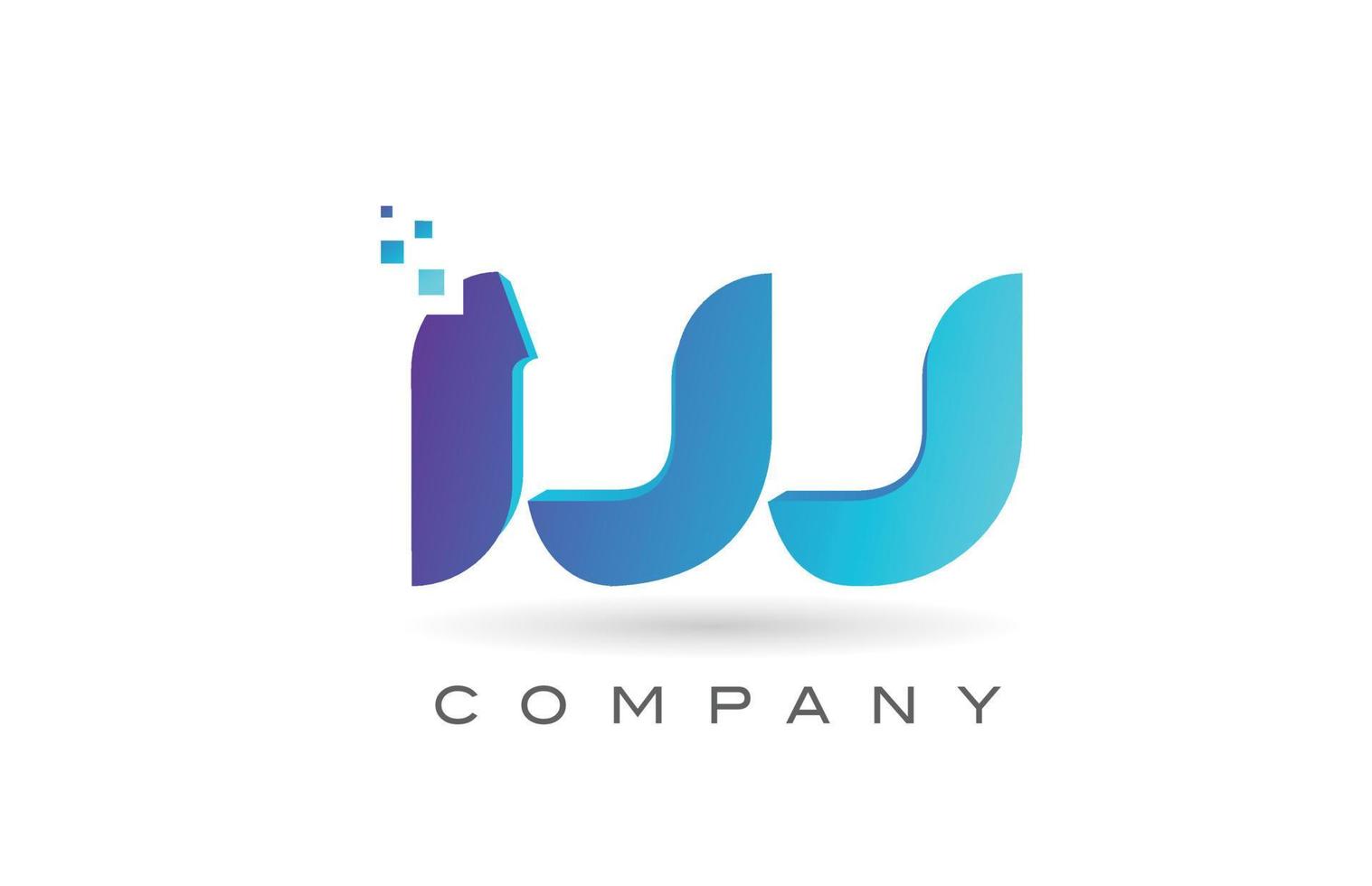 w blaues Punkt-Alphabet-Buchstaben-Logo-Design. kreative Symbolvorlage für Unternehmen und Unternehmen vektor