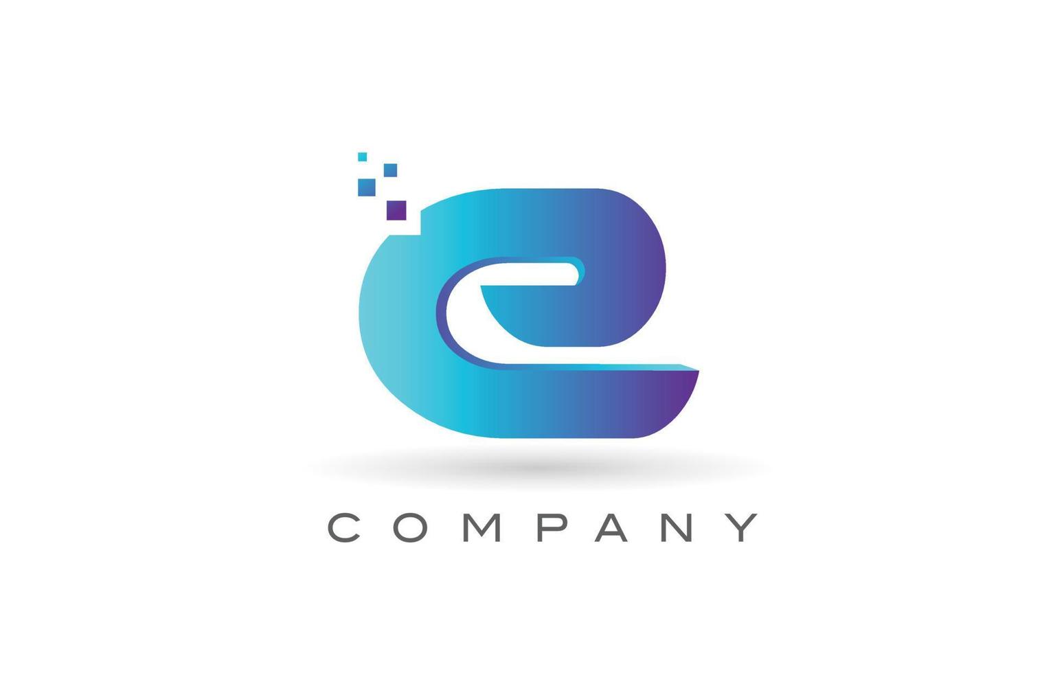E-bokstavslogotypikondesign med blå prick. kreativ mall för företag och företag vektor