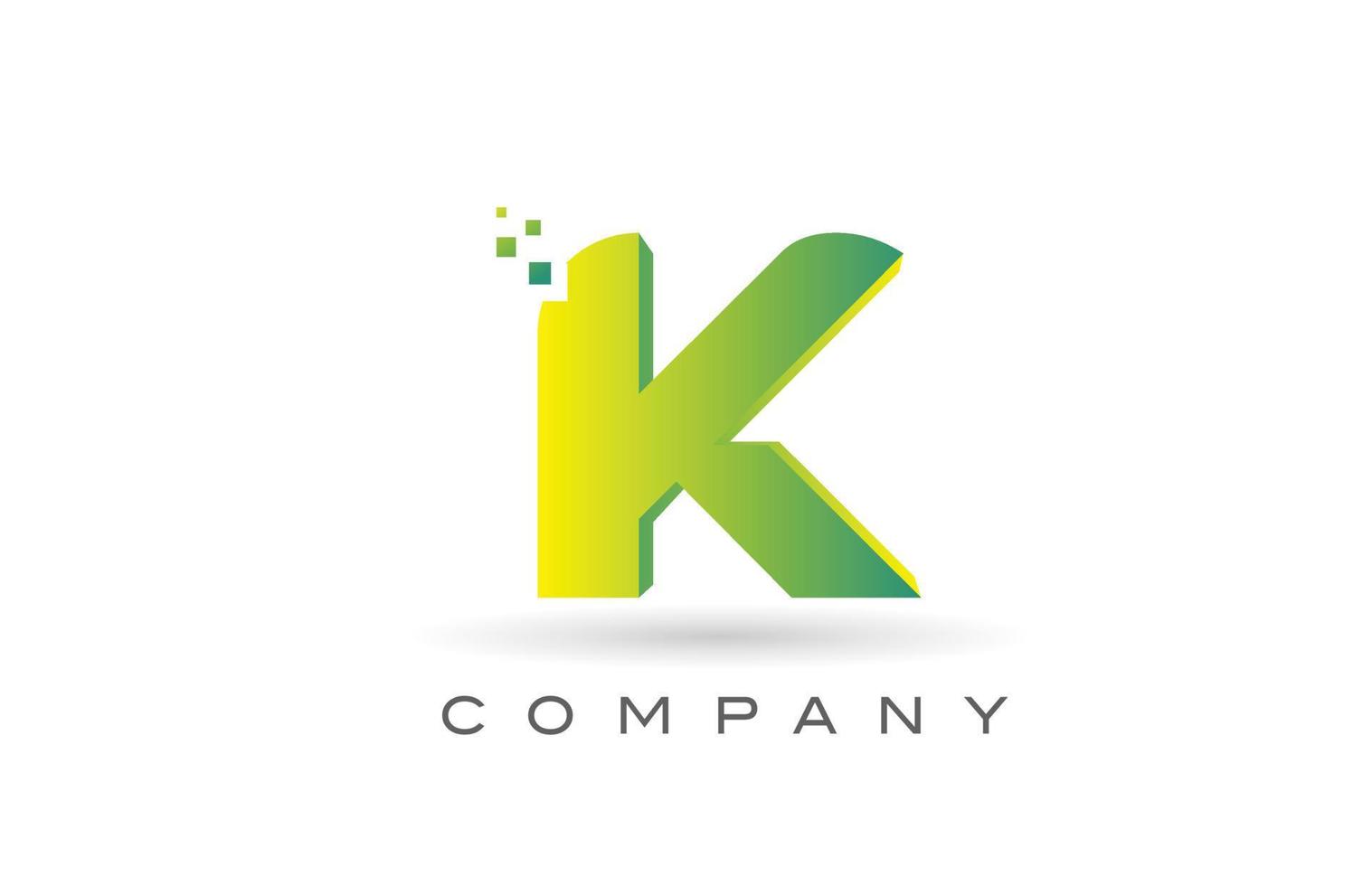 k alfabetet bokstaven logotyp ikon design med grön prick. kreativ mall för företag och företag vektor