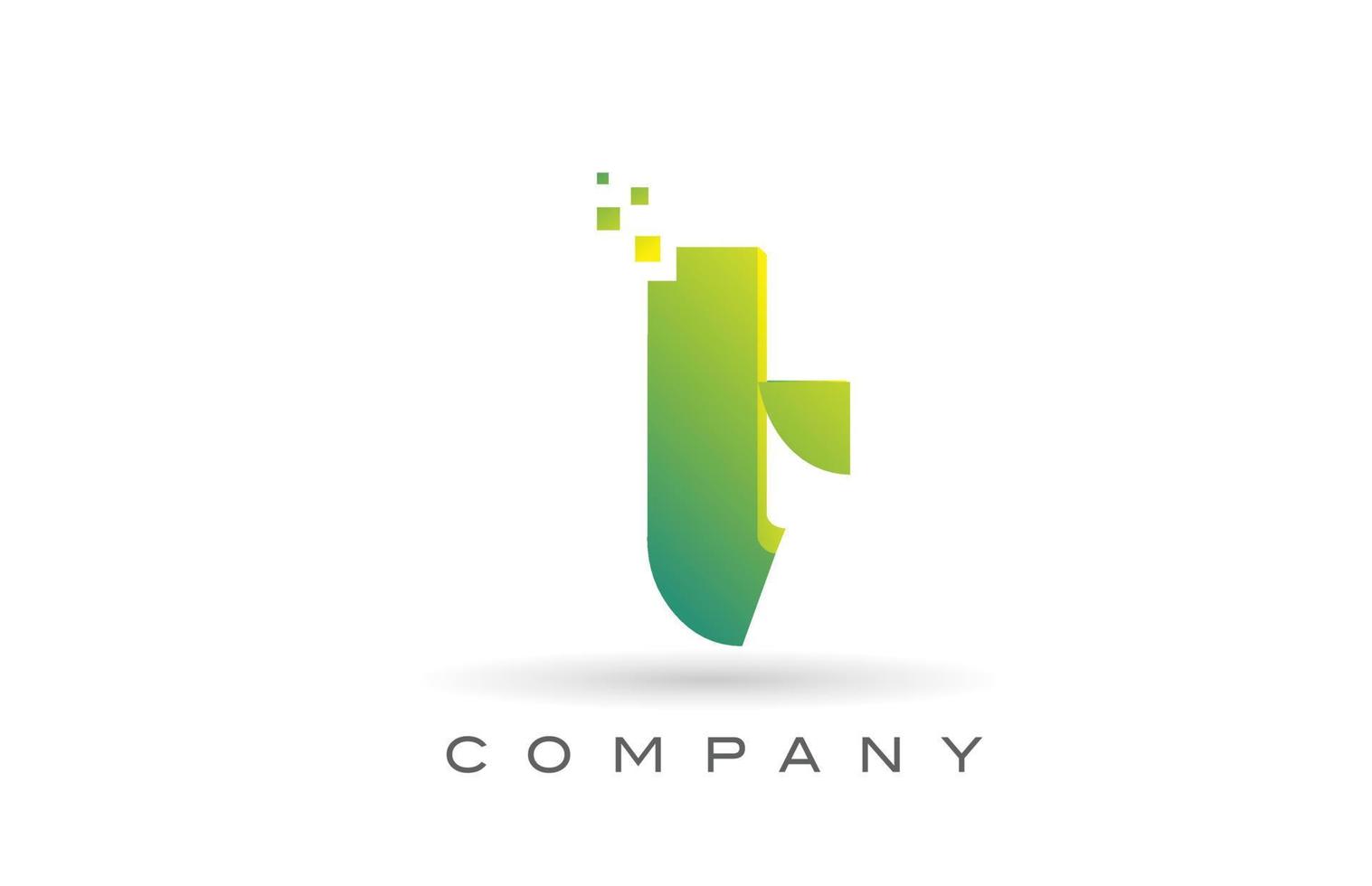 t alfabetet bokstaven logotyp ikon design med grön prick. kreativ mall för företag och företag vektor