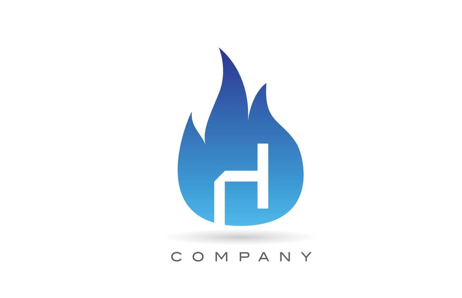 h blaues feuer flammen alphabet buchstabe logo design. kreative Symbolvorlage für Unternehmen und Unternehmen vektor