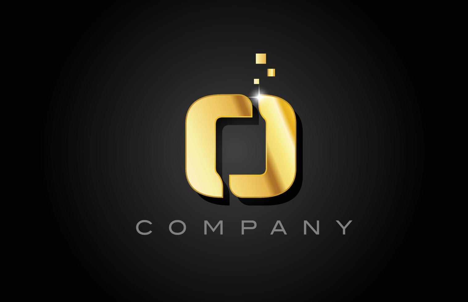 Metall-Gold-O-Alphabet-Buchstaben-Logo-Icon-Design. kreative vorlage für unternehmen mit punkten vektor
