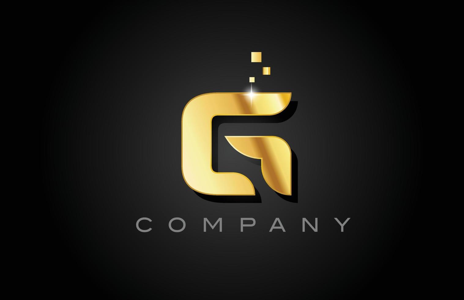 Metall-Gold-g-Alphabet-Buchstaben-Logo-Icon-Design. kreative vorlage für unternehmen mit punkten vektor