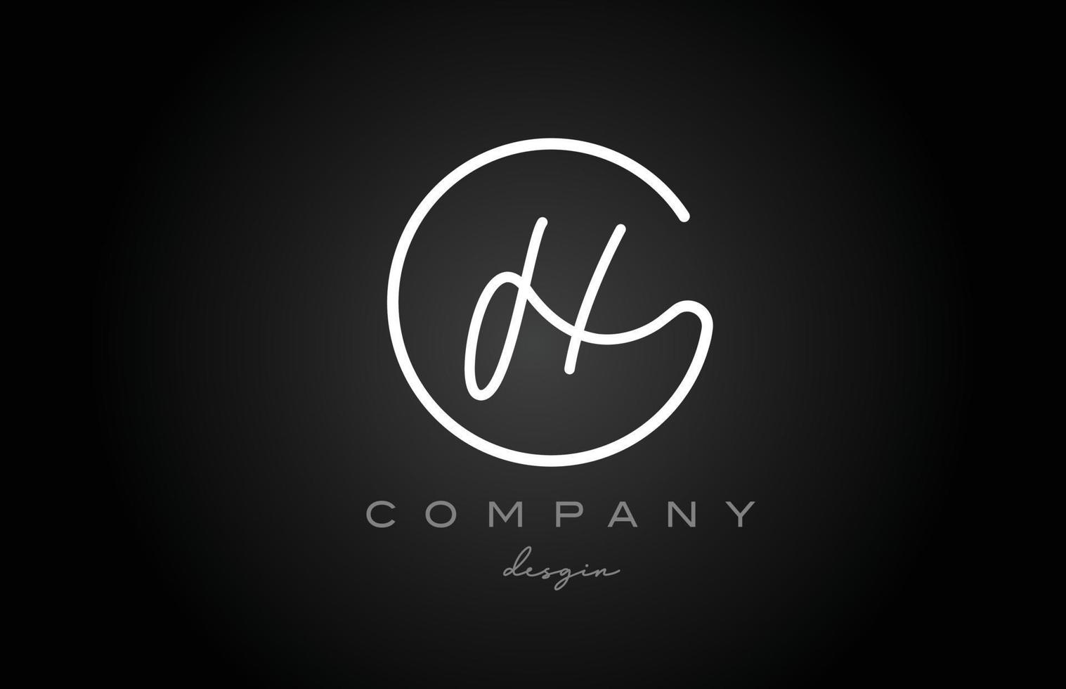 svart och vit h alfabetet bokstaven logotyp ikon design. handskriven kreativ mall för företag och företag vektor