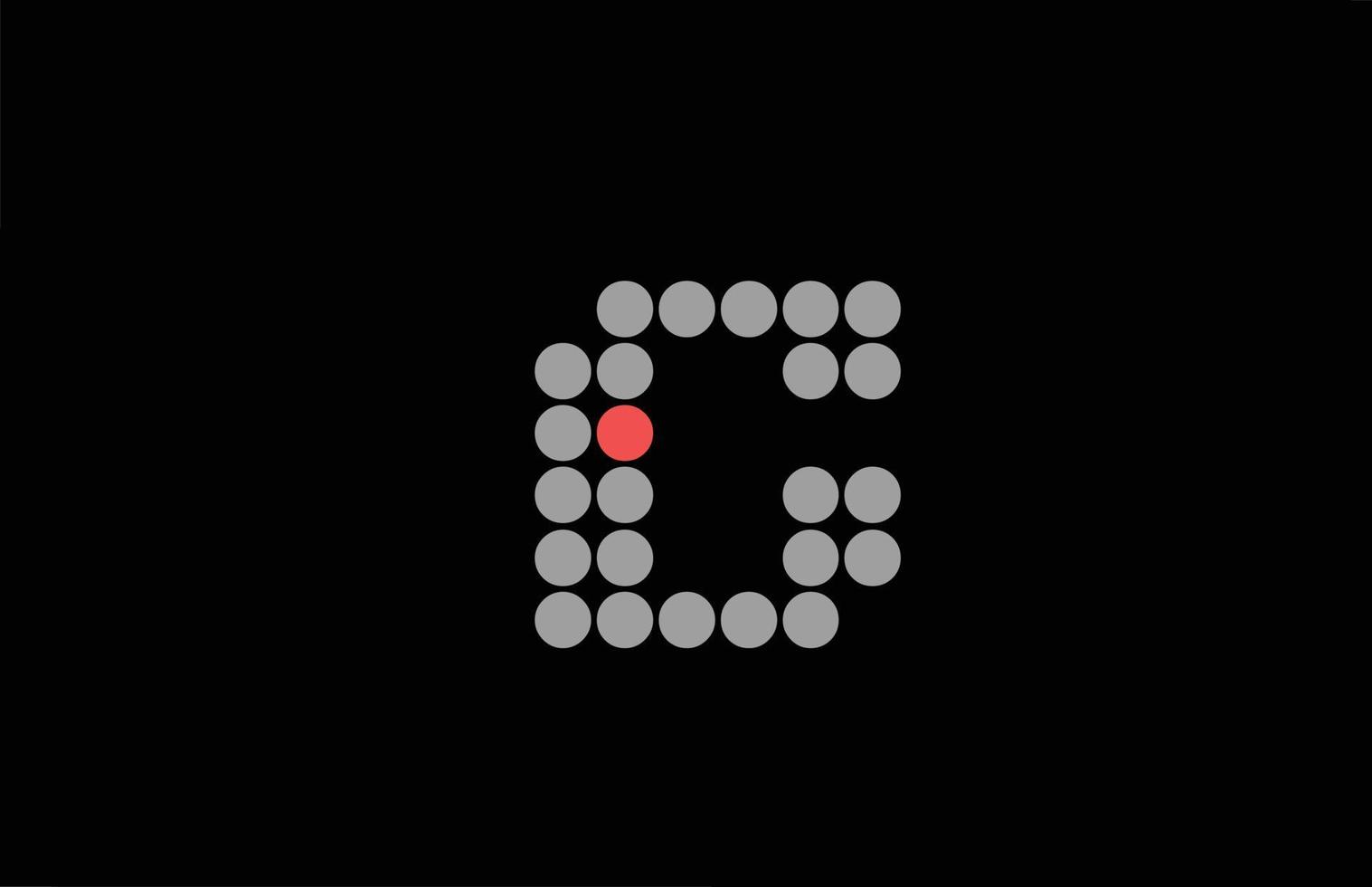 c gepunktetes rotes graues Alphabet-Buchstaben-Symbol-Logo-Design. kreative vorlage für unternehmen und unternehmen mit punkt vektor