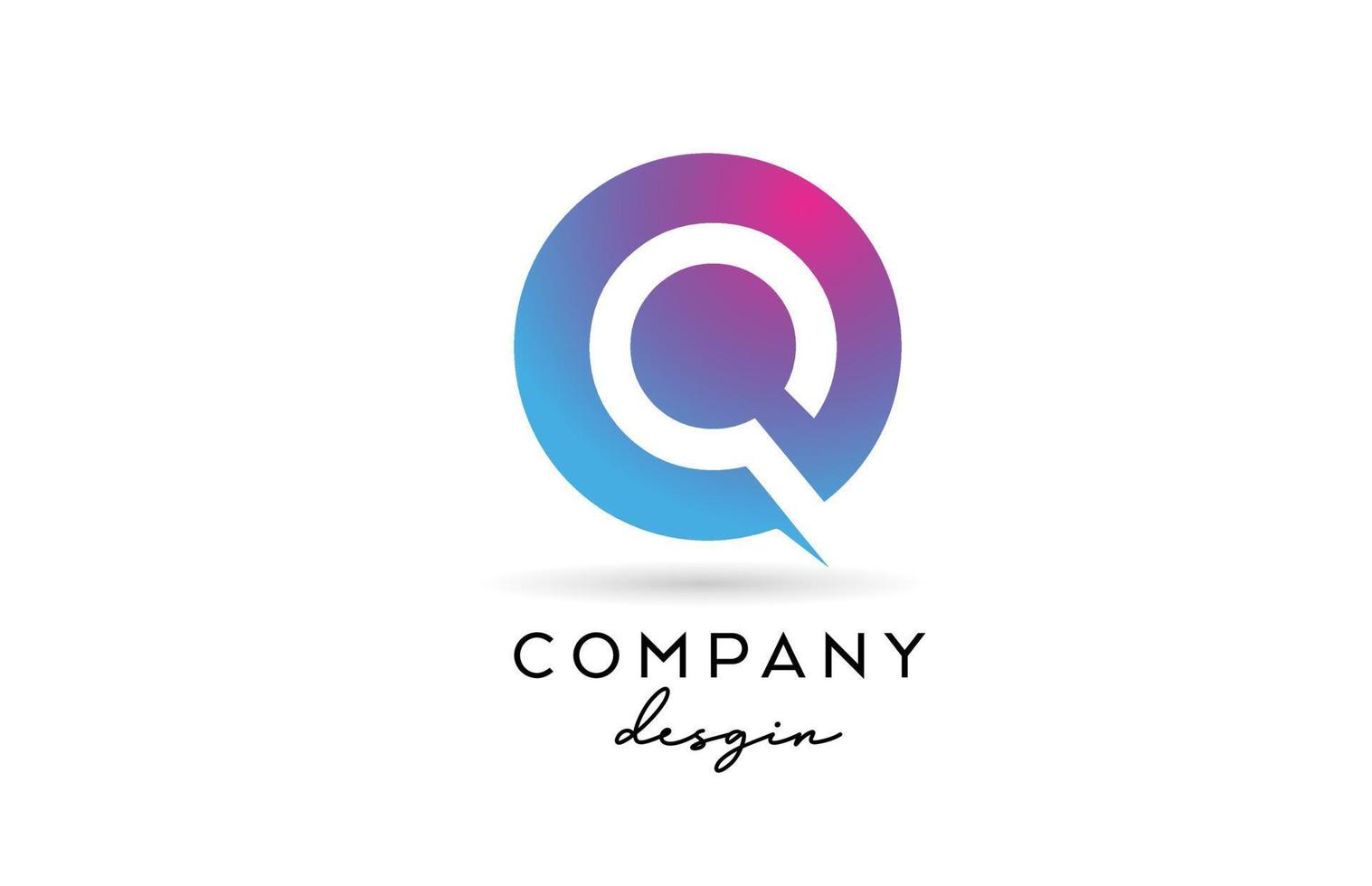 rosa blå q alfabetet bokstaven logotyp ikon med cirkel design. kreativ mall för företag och företag vektor