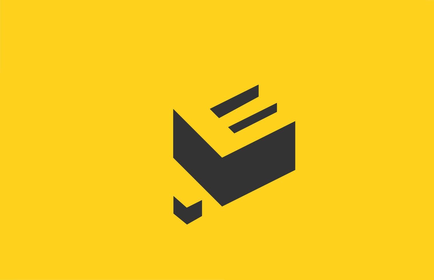 gul svart e alfabetet bokstavsikon logotyp med skugga design. kreativ mall för företag och företag vektor