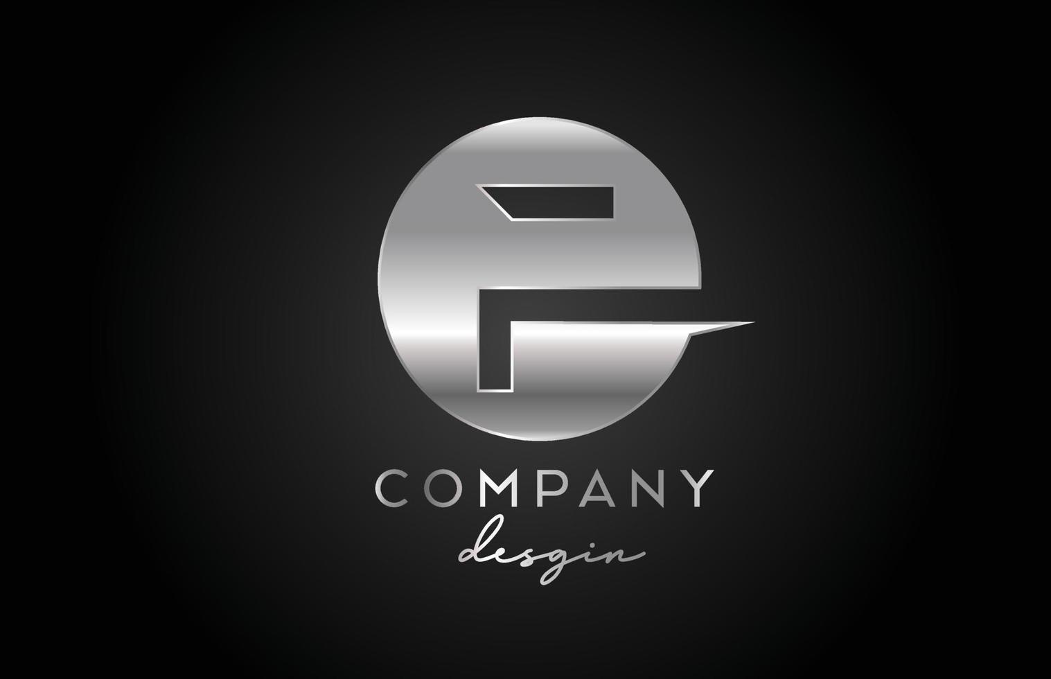 f silbergraues Alphabet-Buchstaben-Logo-Symbol mit Kreisdesign. kreative Metallvorlage für Unternehmen und Unternehmen vektor