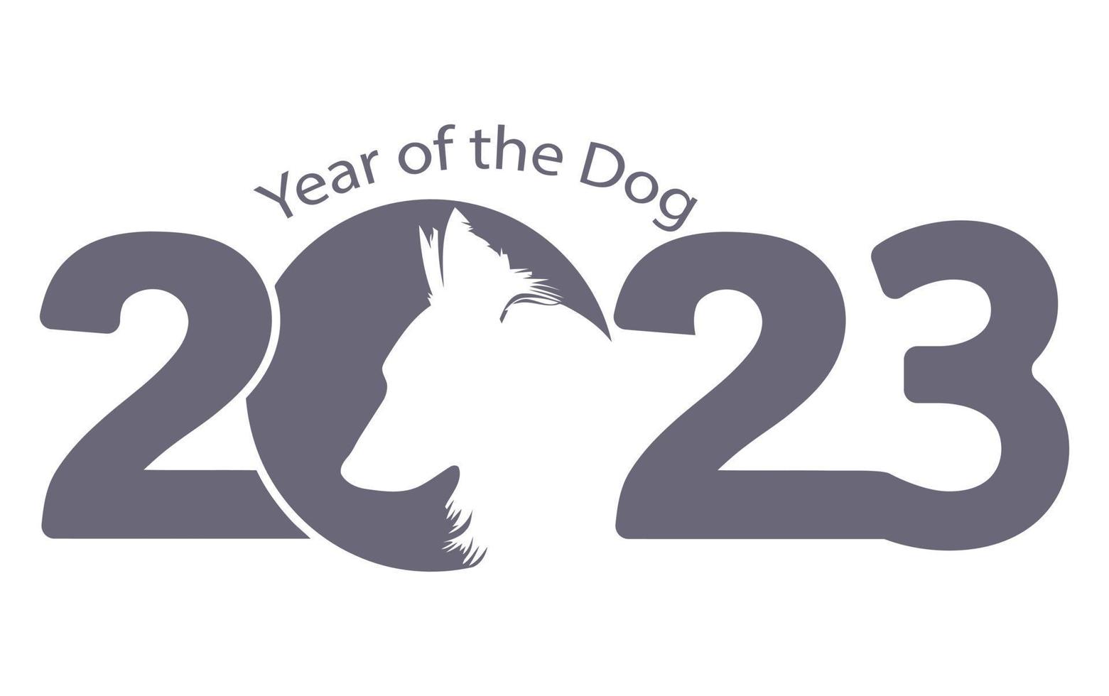 år av hunden 2023. vektor mall nyårs design på den kinesiska kalendern.
