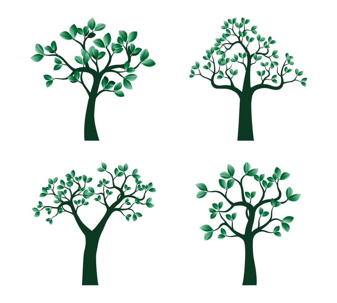setze grüne Bäume. Vektor-Illustration. vektor