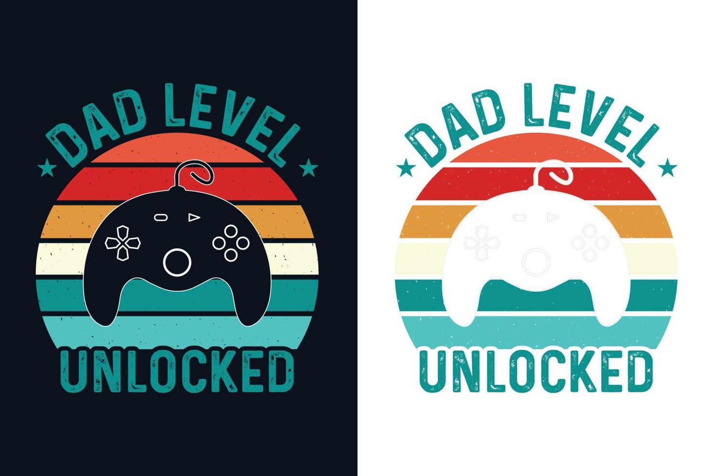 Papa-Level freigeschaltet Retro-Vintage-Gamer-Vati-T-Shirt-Design für den Vatertag vektor