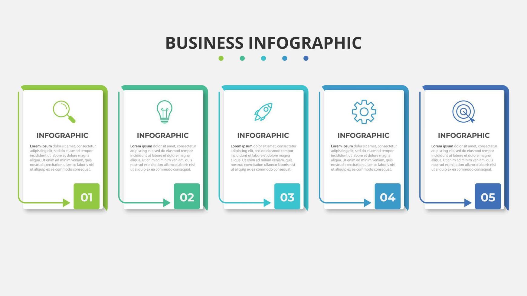 presentation business infographic mall med 5 alternativ. vektor illustration.