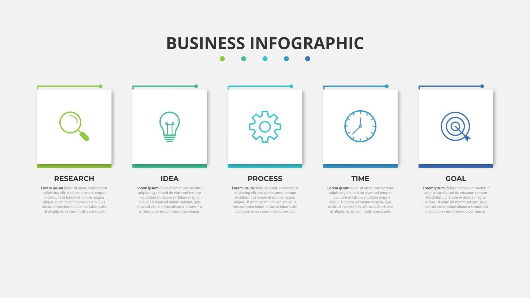 Infografik-Vorlage für Präsentationsunternehmen mit 5 Optionen. Vektor-Illustration. vektor