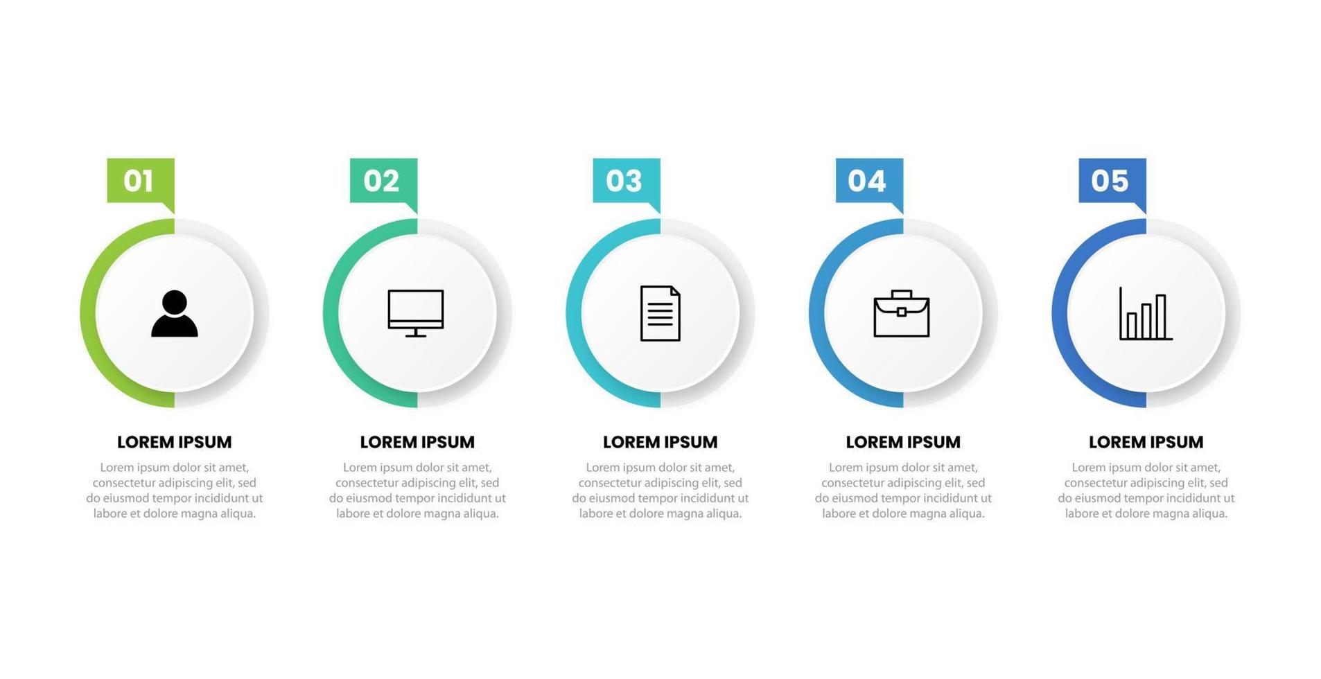 presentation business infographic mall med 5 alternativ. vektor illustration.