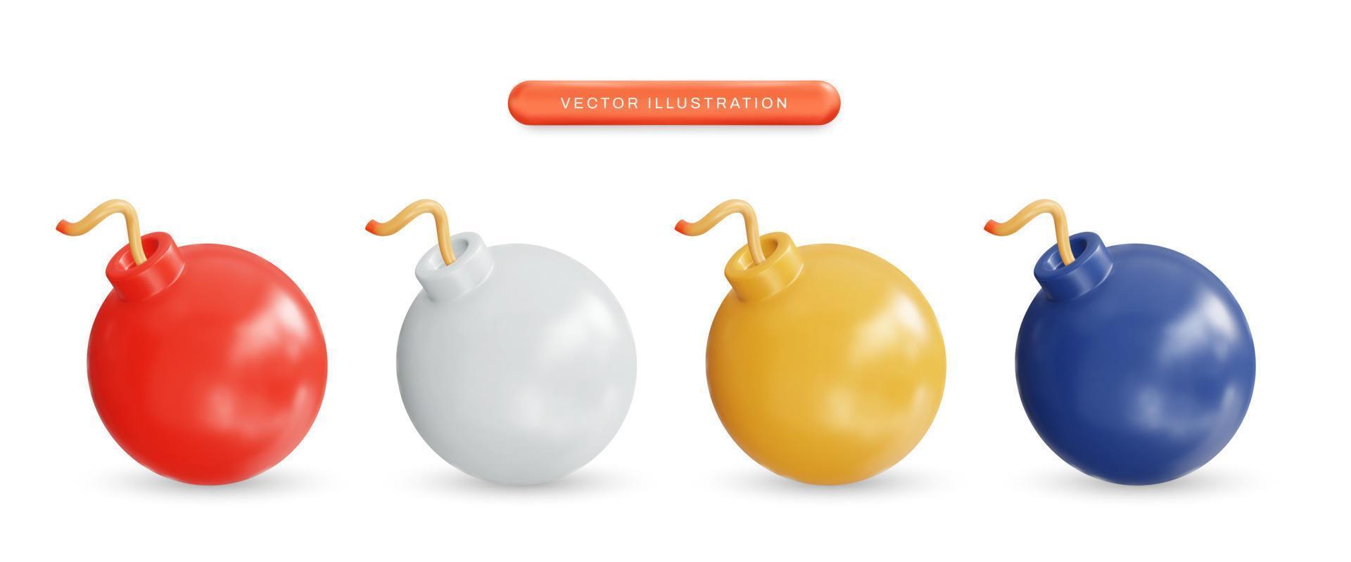 realistisk 3d rund bomb vektor illustration