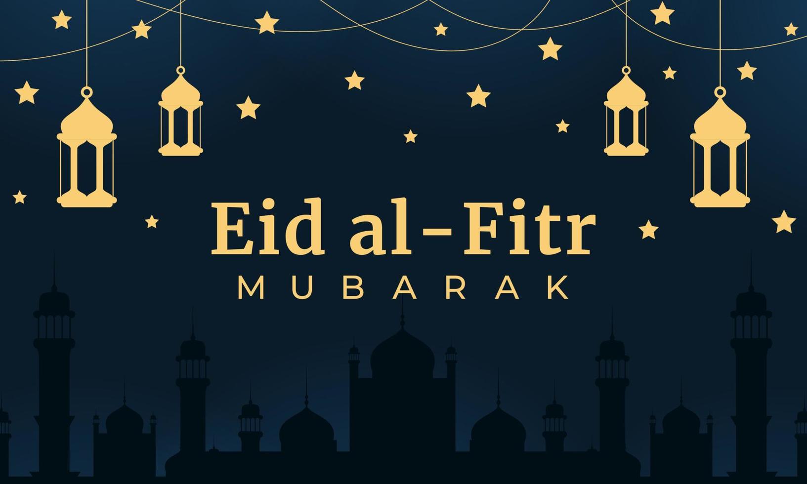 eid al fitr mubarak horizontales vektorbanner. eid al fitr mubarak grußkarte. islamischer Hintergrund. Vektor-Illustration vektor