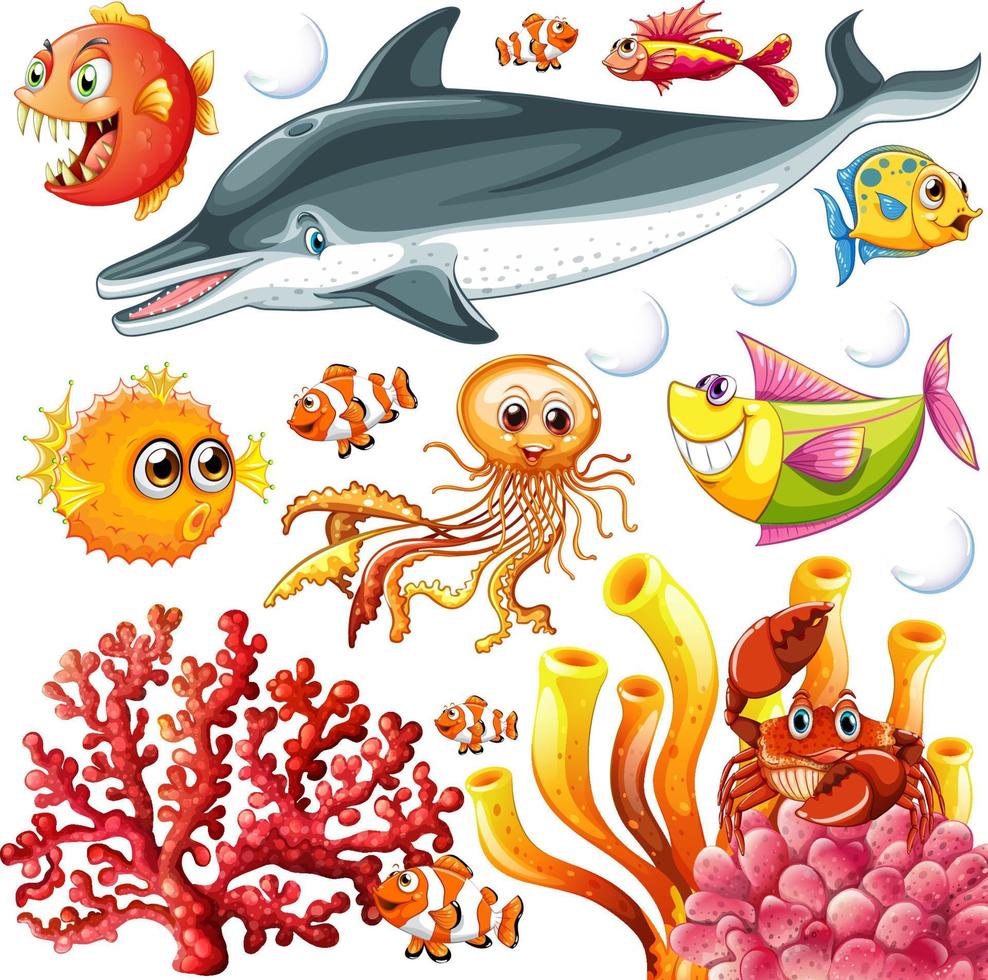 olika typer av havsdjur vektor