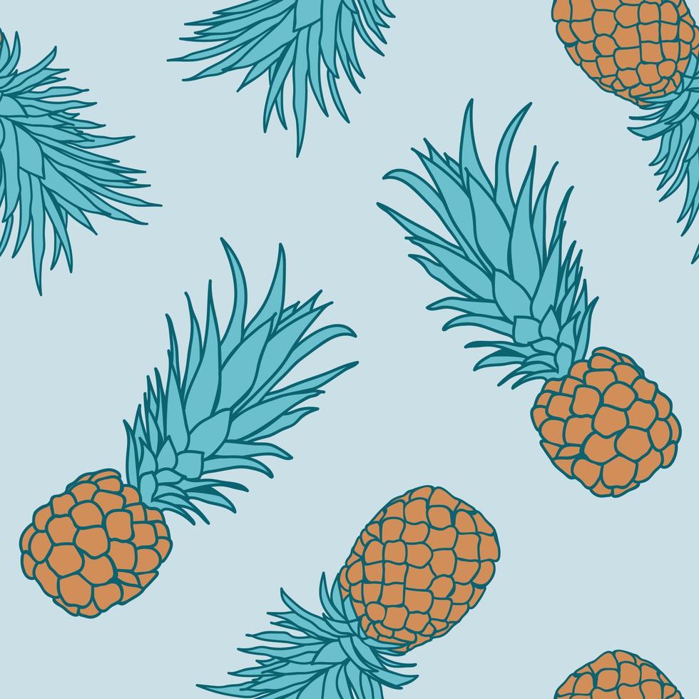 Ananas tropischen Musterdesign Hintergrund. tropisches naturverpackungspapier oder textildesign. schöner Druck mit handgezeichneten exotischen Früchten. vektor