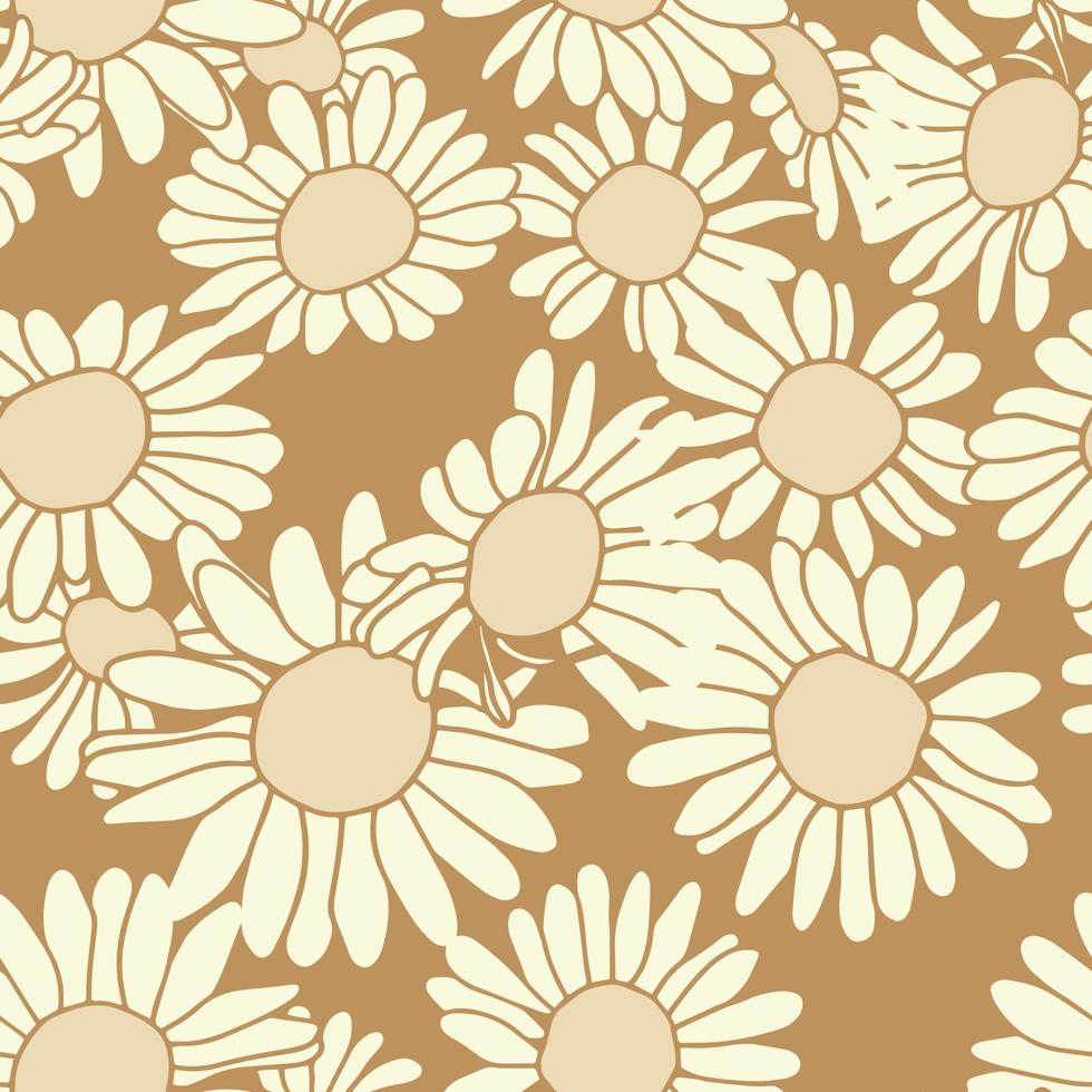 moderne kamille blüht nahtloses musterdesign. Nahtloses Muster mit Frühlingsblumen und Blättern. hand gezeichneter hintergrund. Blumenmuster für Tapeten oder Stoffe. Botanische Fliese. vektor