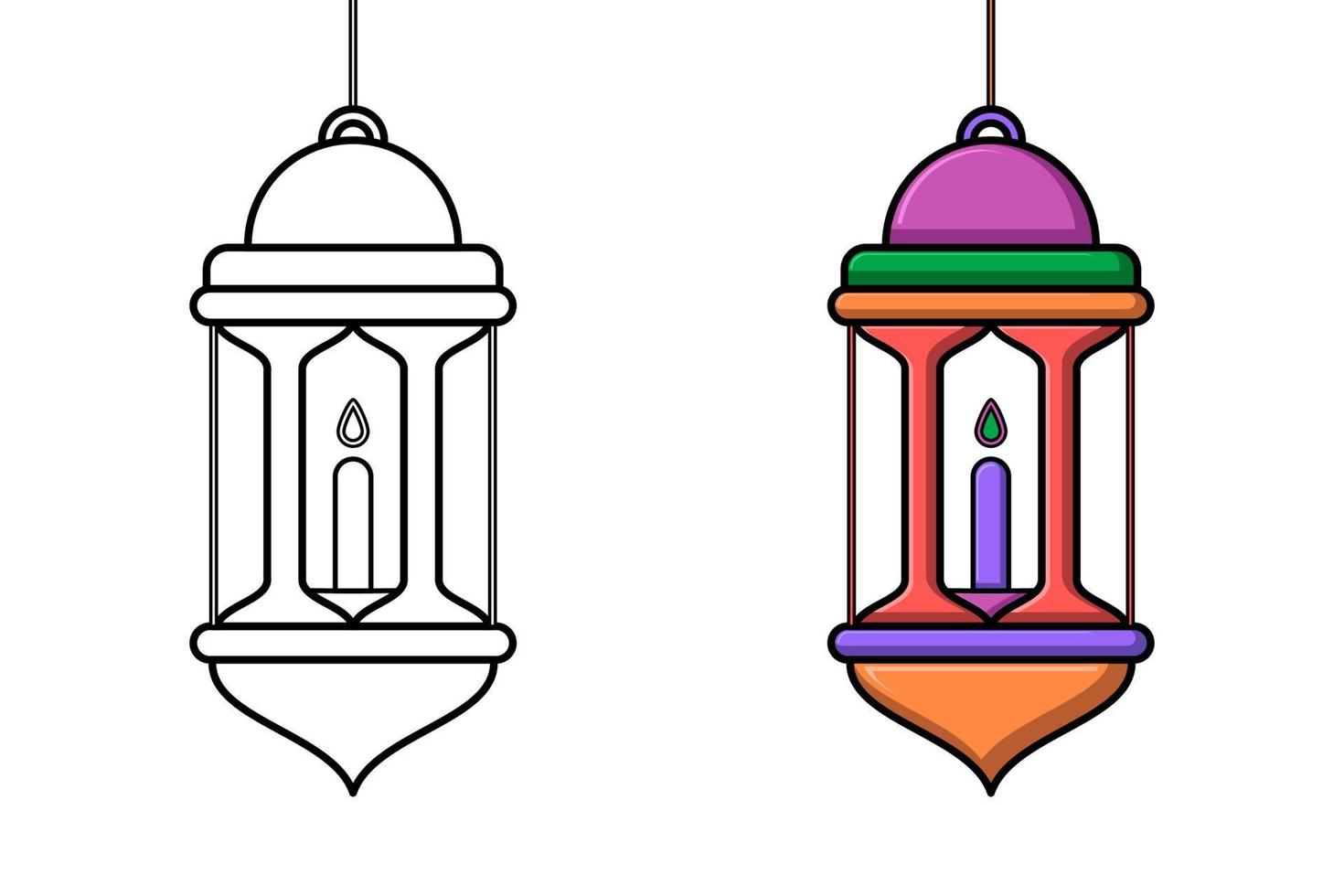 söt lanternlinje och färg. vektor illustration för målarbok