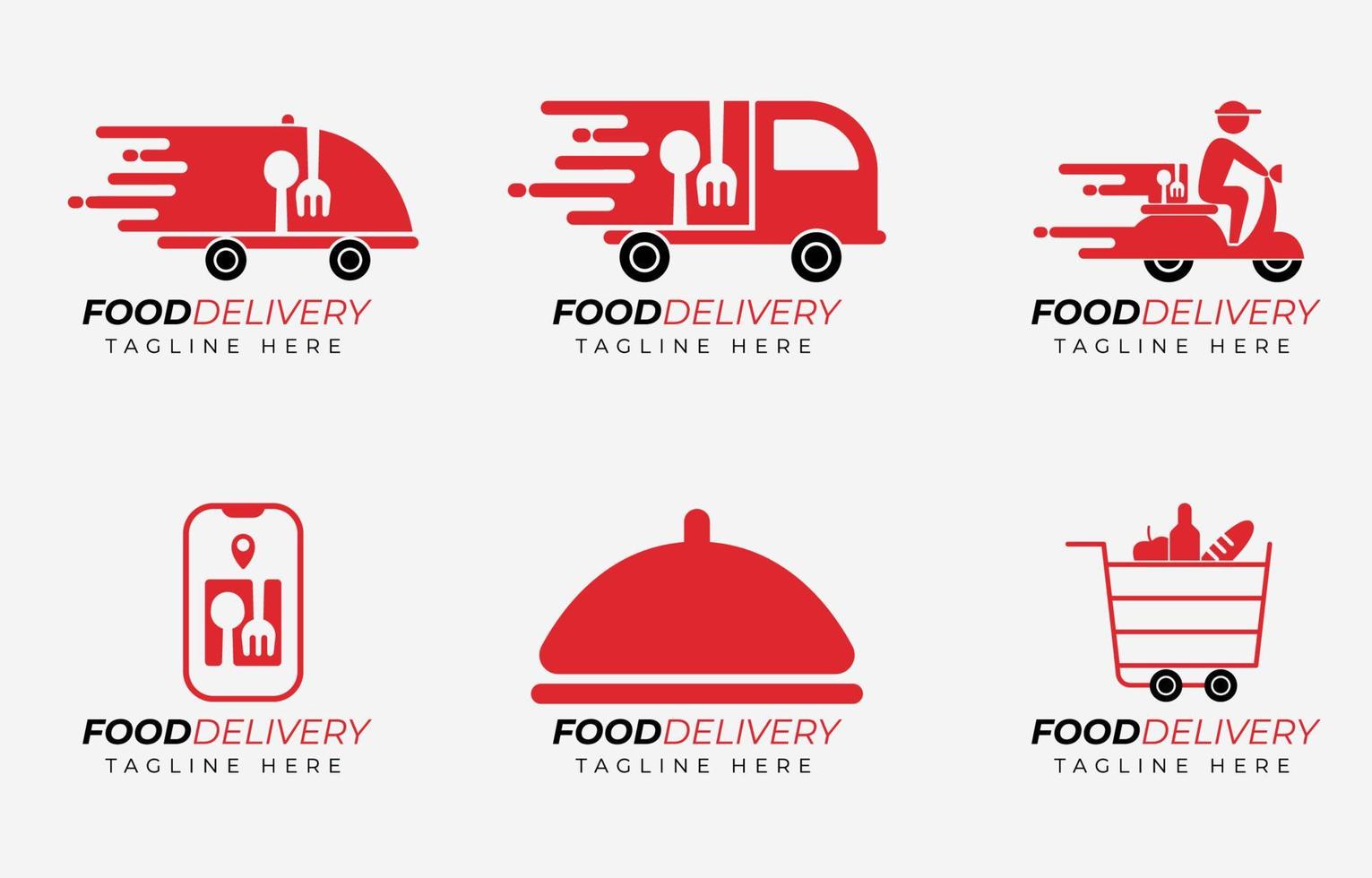 Logo-Set für die kontaktlose Lieferung von Lebensmitteln vektor