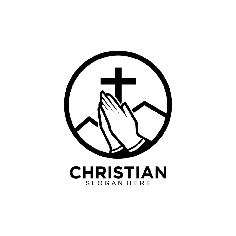 korslogotyp eller ikondesign för det kristna samhället vektor