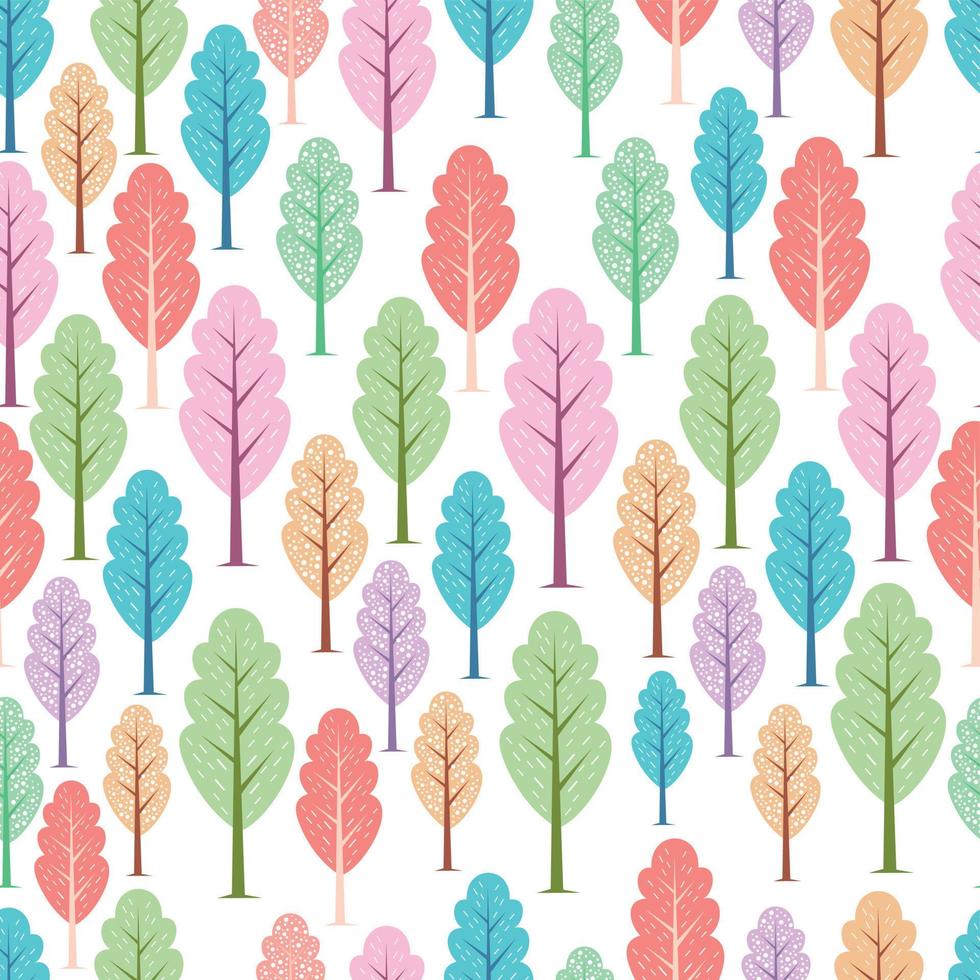 träd färgglada sömlösa mönster design vektor