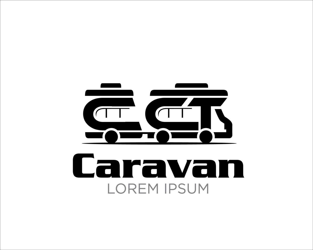 husvagn logotyp design ikon och symbol minimalistisk vektor