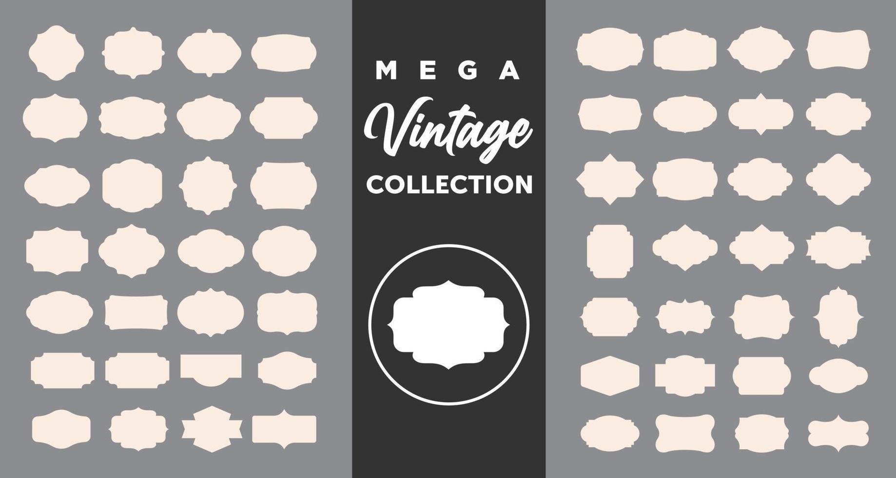 Mega Vintage Frames Designkollektion vektor