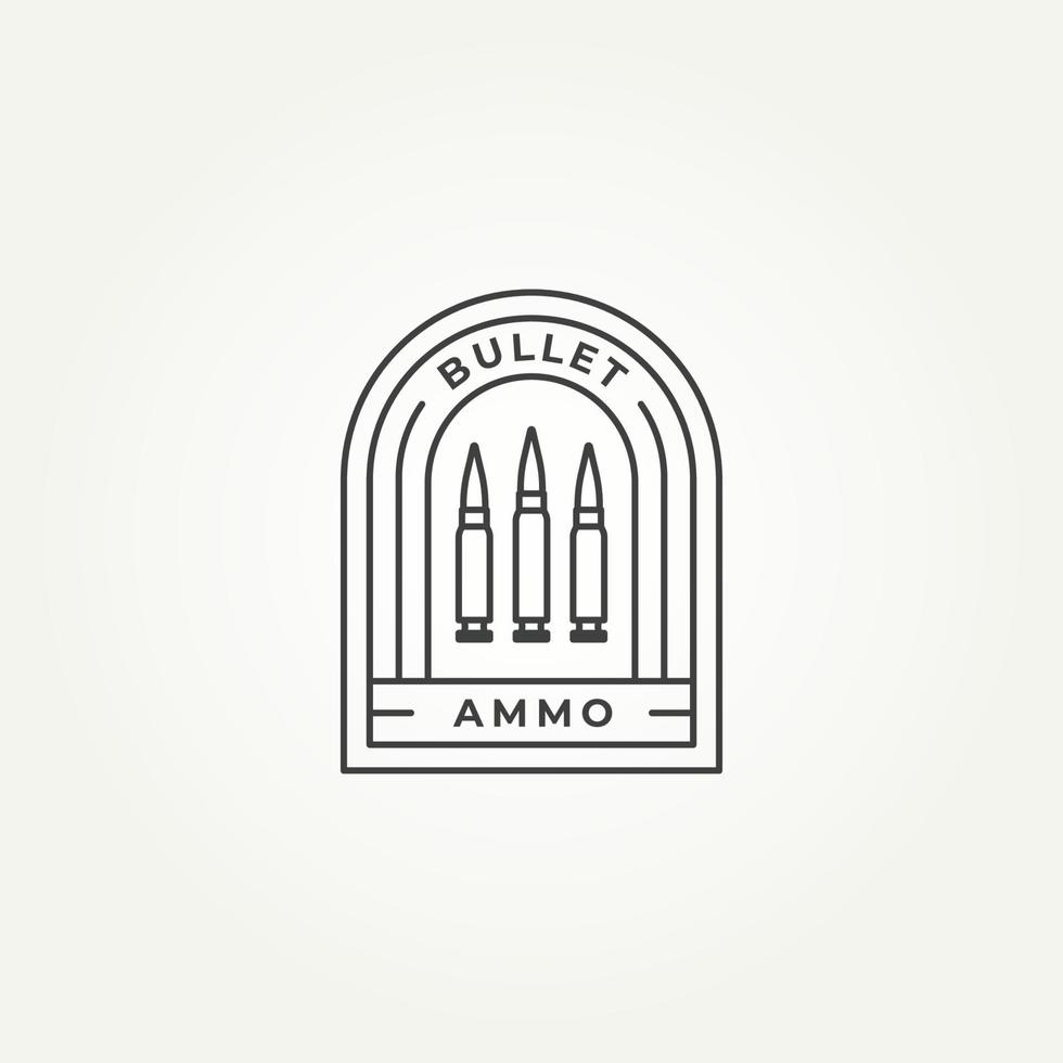 bullet ammunition enkel line art badge emblem logotyp mall vektor illustration design