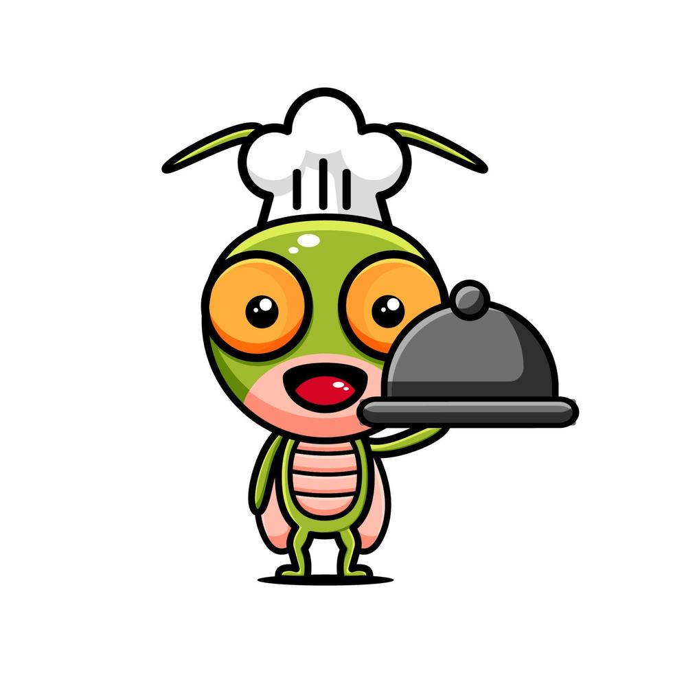 söt gräshoppa karaktär design tema matlagningskurs vektor