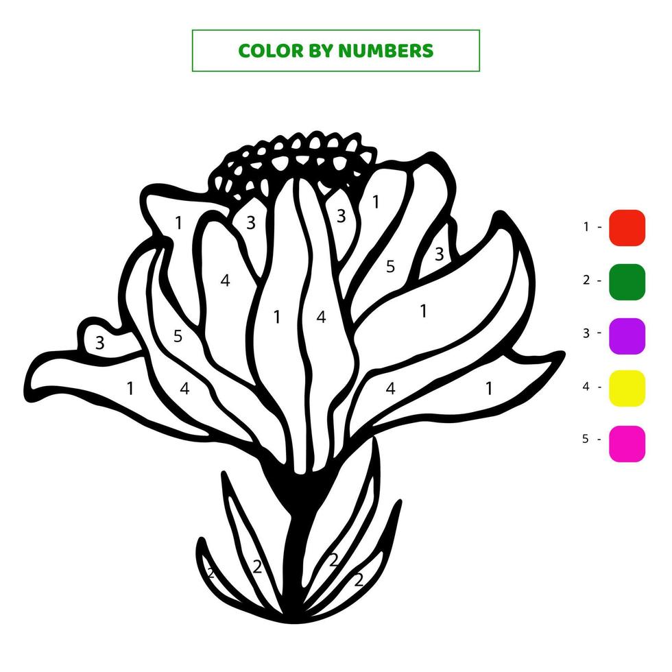 färg handritad söt enda doodle blomma i blom av siffror. vektor illustration.