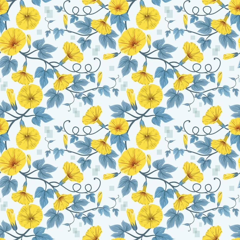 gula blommor och blad seamless mönster. vektor