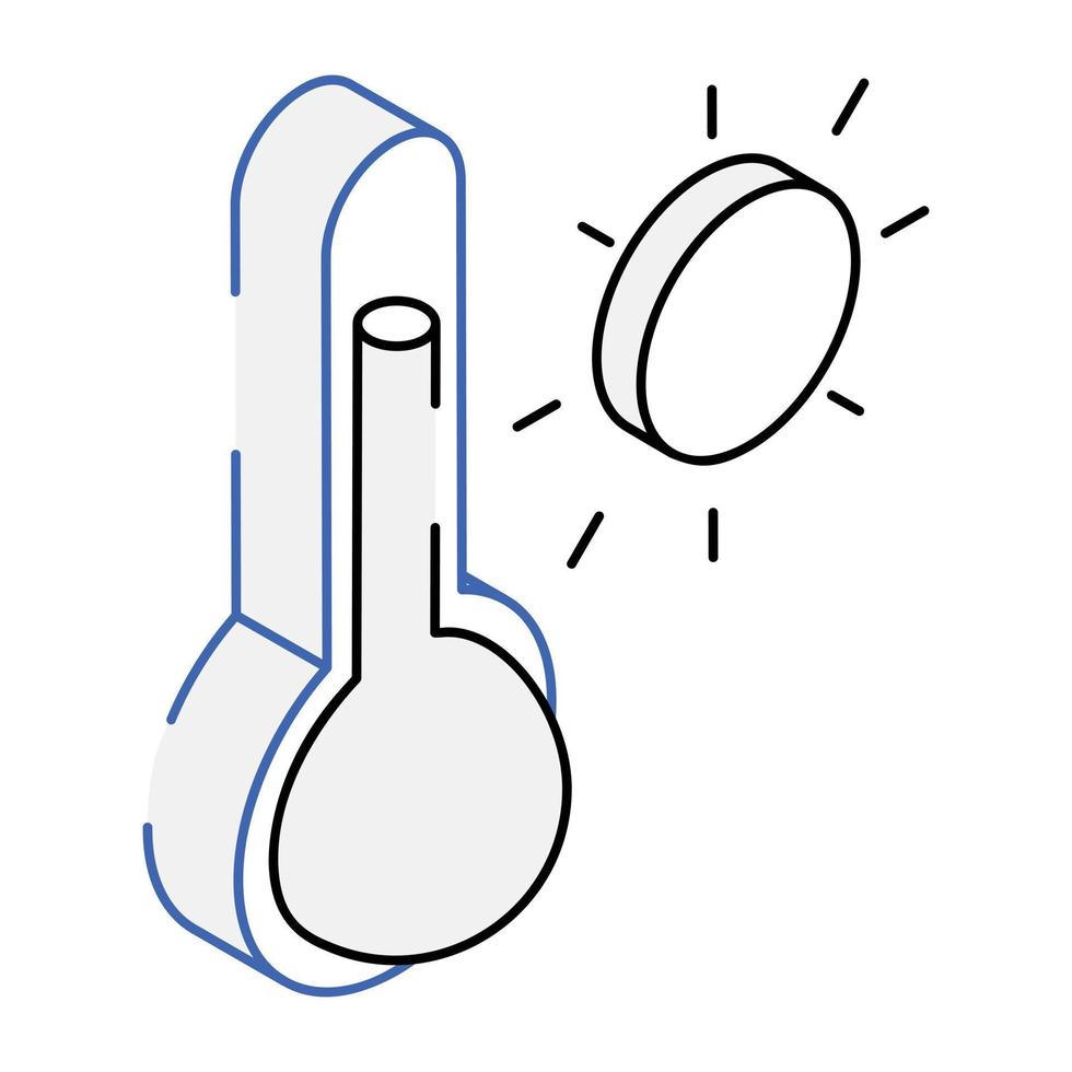 Thermometer mit isometrischem Symbol für heiße Temperatur vektor