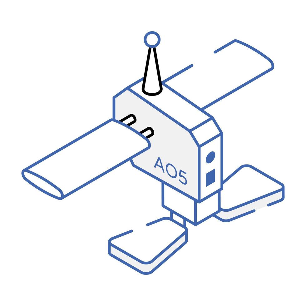 trendiga kontur isometrisk ikon av rymdsatellit vektor