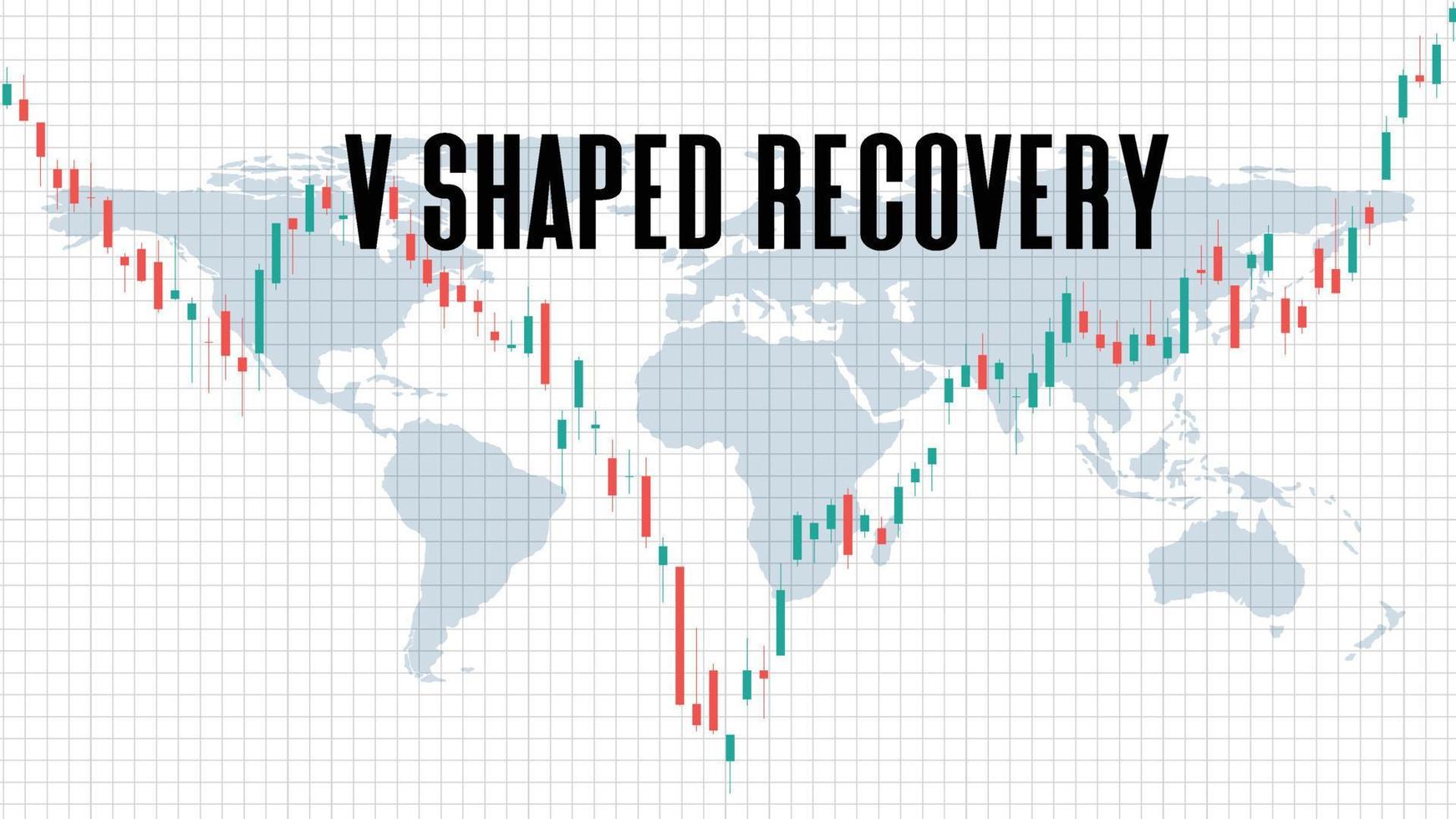 abstrakt bakgrund av v-formad återhämtning börsen på vit bakgrund vektor