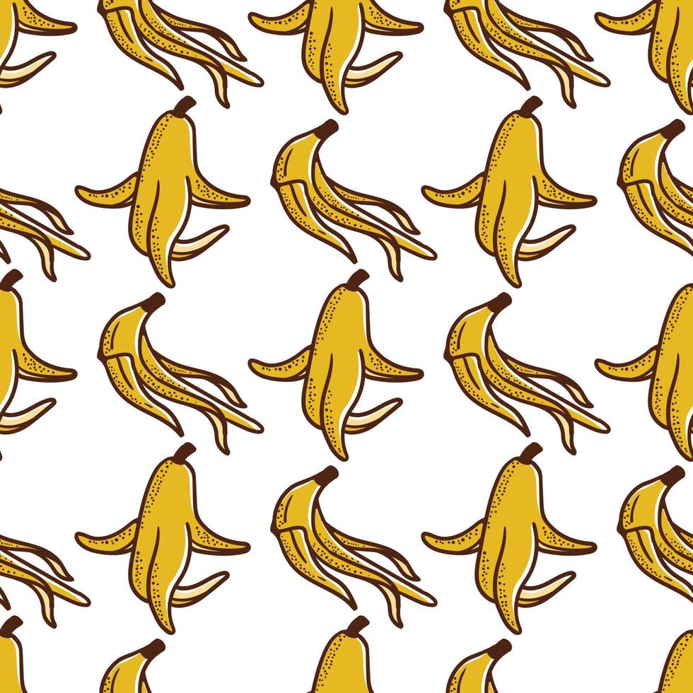 Vintage-Stil handgezeichnete Bananenschale nahtloses Muster vektor