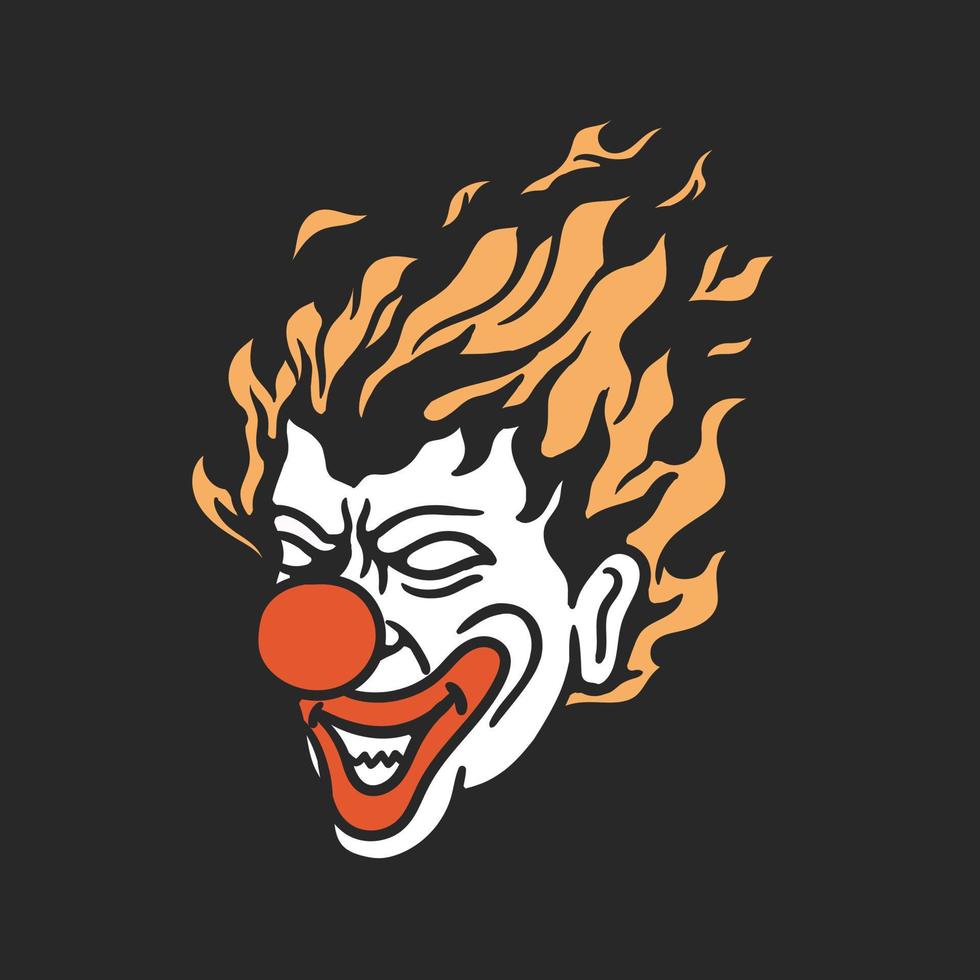 illustration av en clown med hår som brinner i eld vektor