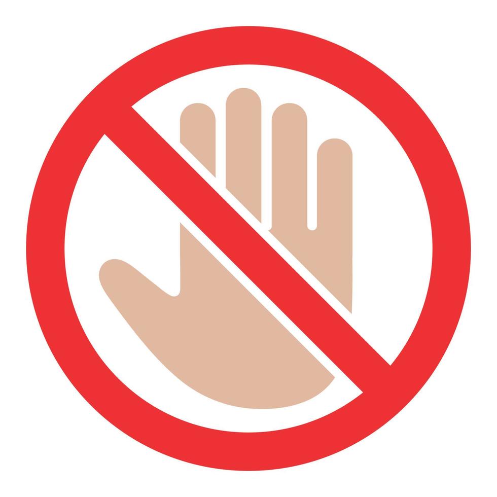 Stoppschild mit Handsymbol in einem rot durchgestrichenen Kreis vektor