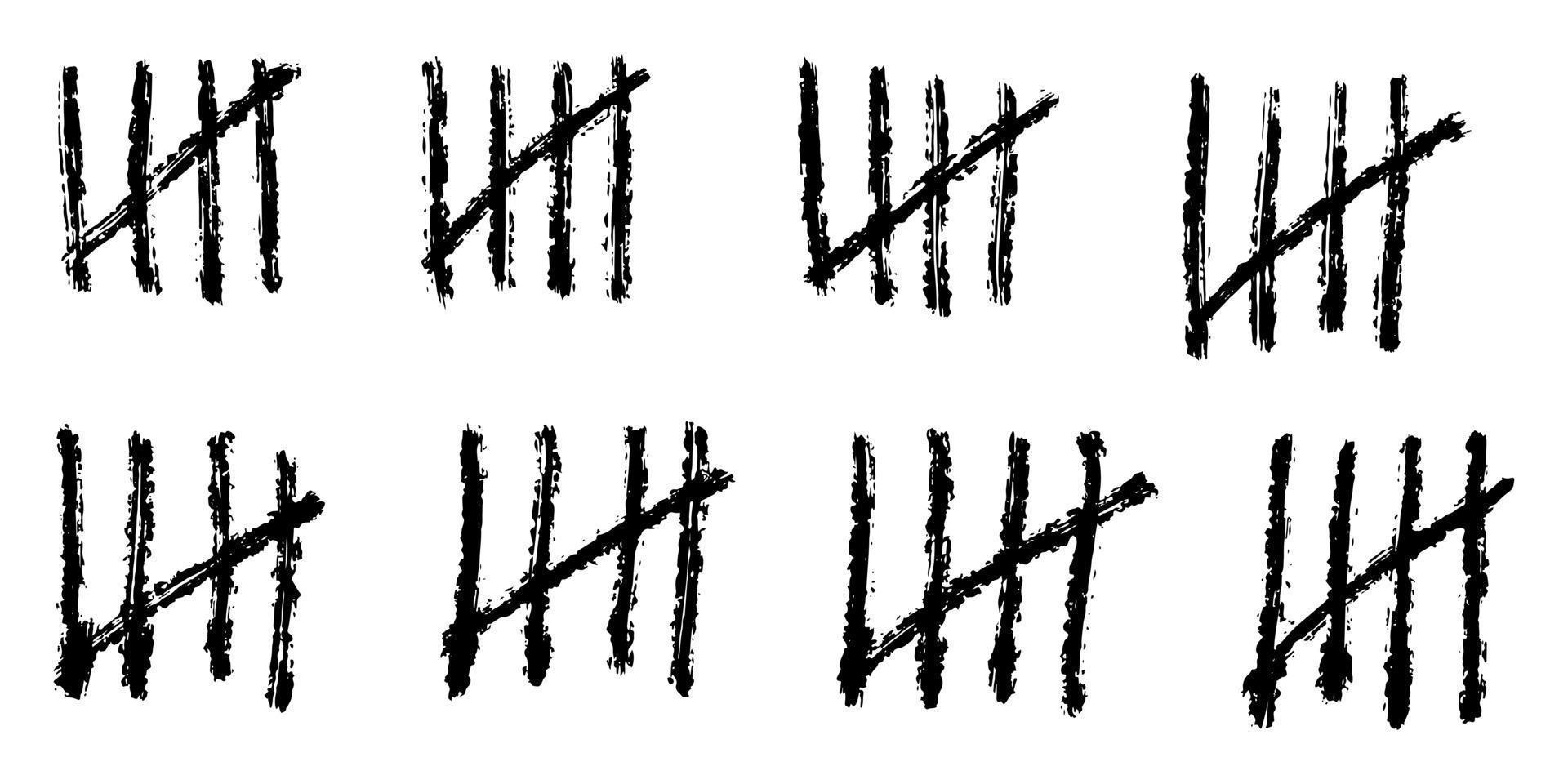 doodle räkna bar. räkna dagarna räknade i snedstreck på väggarna på en öde ö eller fängelse. vektor illustration.